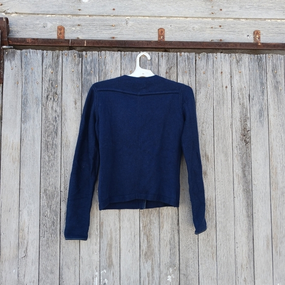 Duffy Cashmere Cotten Blend Blue Knit Sweater Jacket Women's Sz Small Zip Front - Picture 3 of 5